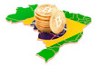 Bitcoin cryptocurrency in Brazil, 3D rendering