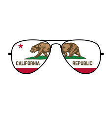 Wall Mural - cool aviator sunglasses with california ca flag