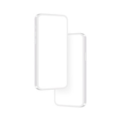 Fototapete - Modern Clay Phones Mockups, Isolated on White Background, Side View. Vector Illustration