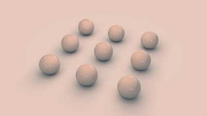 Poster - loop 3d animation of a set of spheres that turn into a set of primitives, geometric shapes. abstract