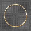 © backup16 - Double golden frame with circle shape vector illustration. Realistic 3d elegant golden award lines with glitter, classic geometric presentation, painting frame isolated on transparent background.