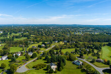 Aerial View Of The Farmington On The Green Subdivision In Purcellville, Loudoun County, Virginia.
