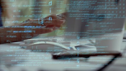 Conceptual programming and coding of future software . 3D render computer graphic .