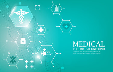 Futuristic medical geometric icons wallpaper design