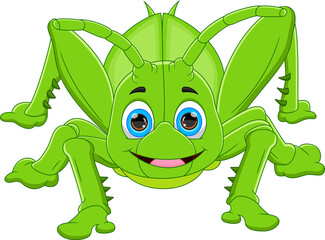 Wall Mural - cartoon cute grasshopper isolated on white background