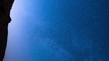 Wall Mural - Draconids Meteor Shower Vertical Shot Milky Way Galaxy in West Sky Joshua Tree National Park California USA Astrophotography Time Lapse