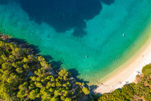 Aerial View Of Pebble Duba Beach In Makarska Riviera, The Adriatic Sea, Croatia