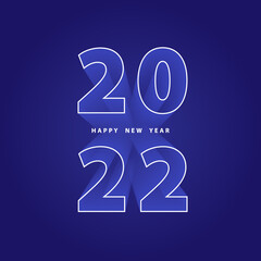 Wall Mural - Happy new year 2022. Festive blue background with numbers 3D. Holiday banner. Vector illustration in realistic style. Design poster, cover, wallpaper. Stock.