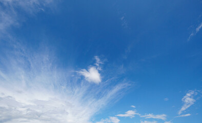 Wall Mural - white cumulus clouds formation in blue sky background