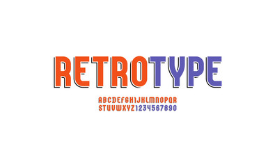 Aufkleber - Condensed font of retro style, old alphabet sans serif, letters from A to Z and numbers from 0 to 9 for you designs