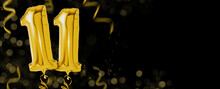 Golden Balloons With Copy Space - Number 11