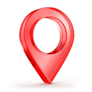 Destination 3d icon, Map pointer icon. GPS location symbol. 3d red glass pointer. 3d rendering