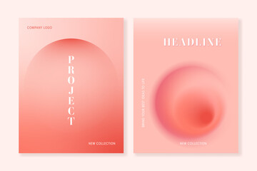 set of cover templates with avstract gradient shapes in coral colors. for covers, posters, banners, 