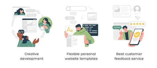Fototapete - Creative business abstract concept vector illustration set. Creative development, Flexible website templates, Customer service abstract metaphor