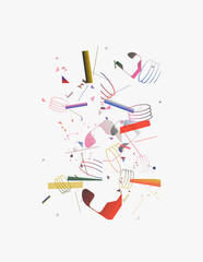 Fototapete - Generative Design Artwork of Abstract Vector Generated Shapes Composition
