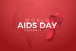 world aids day with 3d word and ribbon.