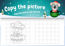 Copy The Picture Kids Game And Coloring Page With A Cute Koala On The Cup