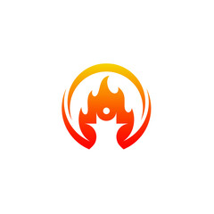 Fire Burning Logo Design, Vector Human Templates People, Circle Ring Symbols, Health Leader Styles 