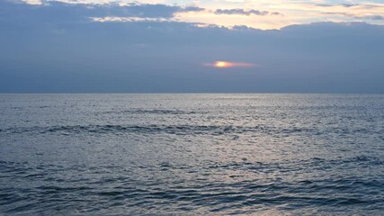 Poster - Sunset over Baltic sea at autumn. Romantic evening by the sea