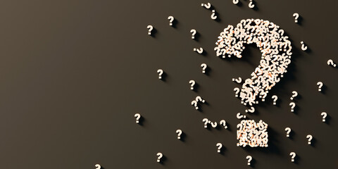 Fototapete - Infinite and colored question marks, business and human choices theme, original 3d rendering