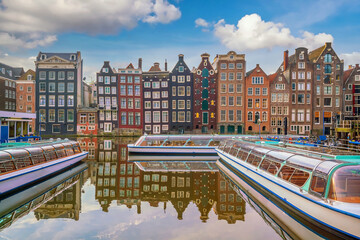 Wall Mural - Amsterdam downtown city skyline cityscape of Netherlands