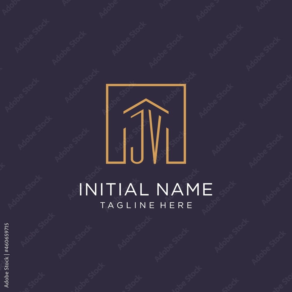 JV initial square logo design, modern and luxury real estate logo style ...
