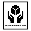 © koblizeek - Handle with care flat icon with black frame isolated on white background. Fragile package symbol. Label vector illustration