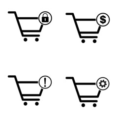 Wall Mural - Set of shopping cart sale icon, market story shop vector illustration symbol isolated on white background