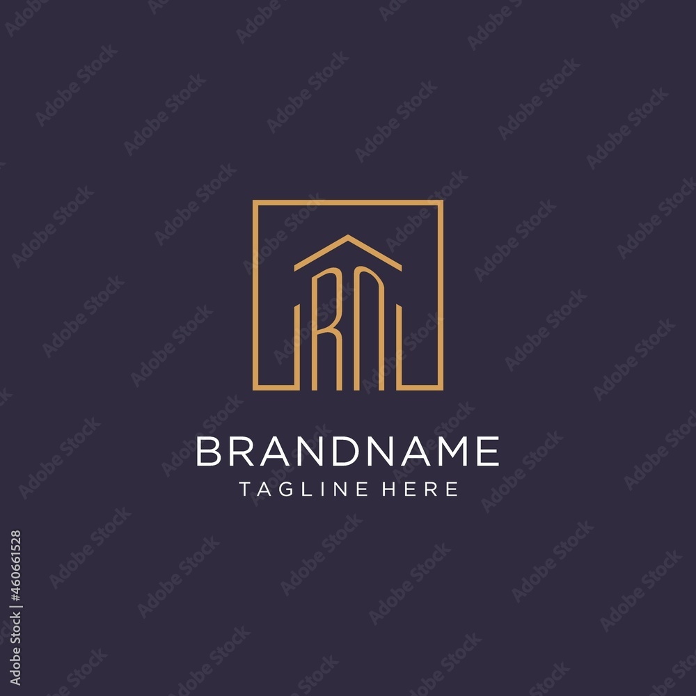 Rn Design RN initial square logo design, modern and luxury real estate logo style ...