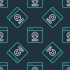 Poster - Line Create account screen icon isolated seamless pattern on black background. Vector