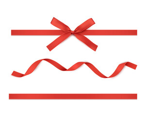 Poster - Red Ribbon and Bow isolated. Vector Decoration for Gift Cards, for Gift Boxes or Christmas illustrations.