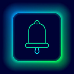 Wall Mural - Glowing neon line Ship bell icon isolated on black background. Colorful outline concept. Vector