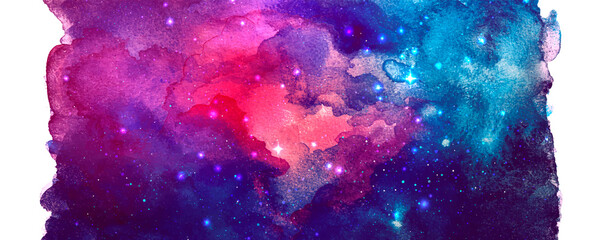 vector cosmic illustration. beautiful colorful space background. watercolor cosmos