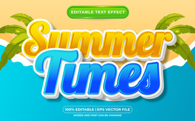 Wall Mural - Editable text effect summer times template style
