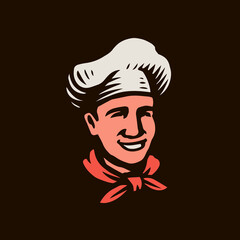 Wall Mural - Chef with hat vector illustration. Restaurant logo