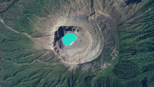 Santa Ana Volcano Looking Down Aerial View From Above, Bird’s Eye View Santa Ana Volcanic Crater, Santa Ana, El Salvador