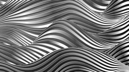 Wall Mural - Silver waves pattern. Stainless steel background vector. EPS 10