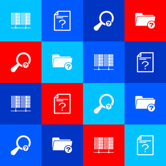 Poster - set server, data, web hosting, unknown document, search and directory icon. vector