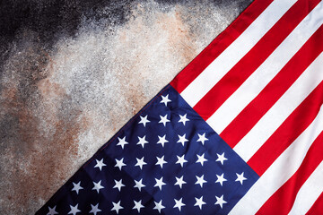 Wall Mural - American flag on grunge background  - Image