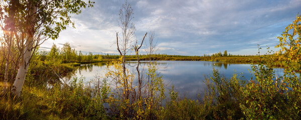 Aufkleber - Autumn forest lake nature landscape