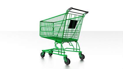 Poster - Trolley from the supermarket on a white background. Shopping, shopping. Rendering an image.