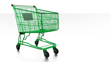 Poster - Trolley from the supermarket on a white background. Shopping, shopping. Rendering an image.