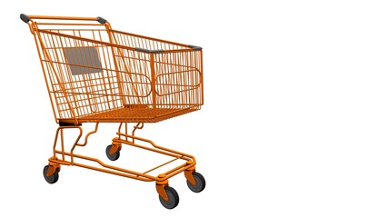 Poster - Trolley from the supermarket on a white background. Shopping, shopping. Rendering an image.