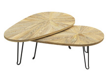 Modern Style Different Sized Nesting Tables With Metal Base And Wooden Top. 3d Render