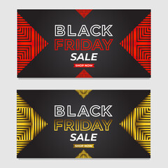 Poster - set of black friday sale promotion banners with abstract triangle shape design template. 