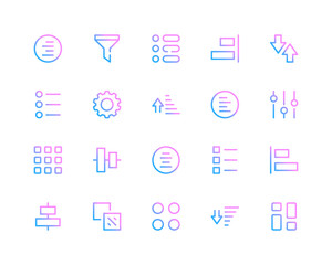 Poster - sort line icons. sorting, filter pictograms. set of modern outline symbols collection. minimal thin 