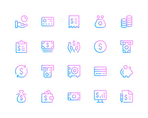 Poster - finance line icons. financial concepts, money pictograms. set of modern outline symbols collection. 