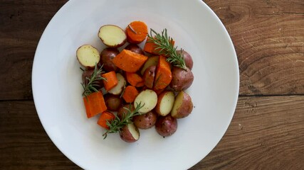 Poster - A rotating Plate of Roasted Root Vegetable 