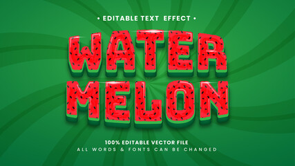 Poster - Watermelon Fruit 3d Text Style Effect. Editable illustrator text style.