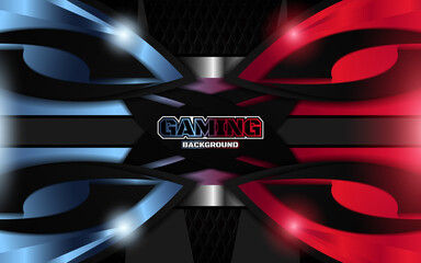 Fototapete - Abstract light futuristic red and blue gaming background with modern esport shapes. Vector design template technology concept can use element game banner, sport poster, cyber wallpaper, web
